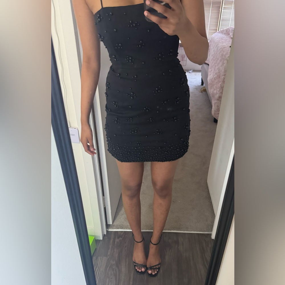 BHLDN Black Beaded Mini Dress - Picture 3 of 3